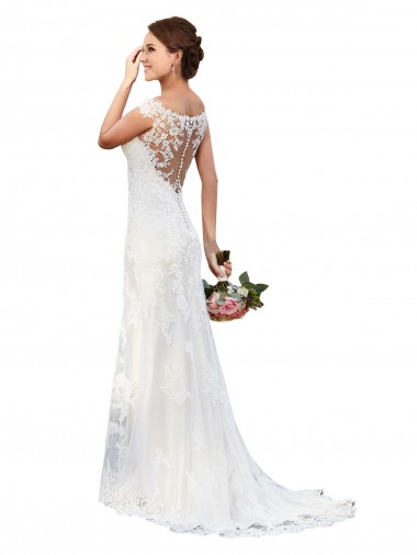 Lace Bateau Neck Chapel Train Sleeveless Sexy Wedding Dress Norwich