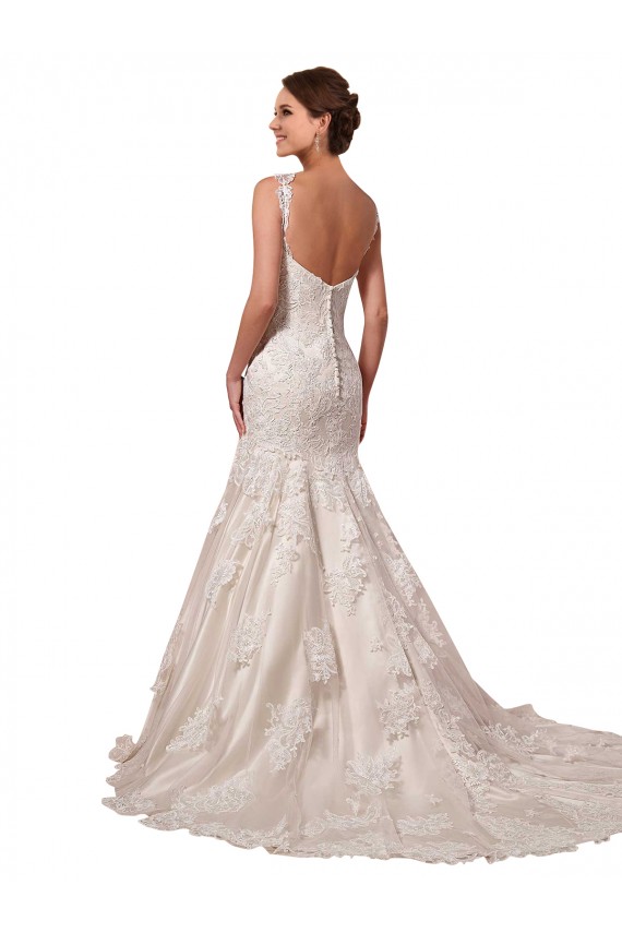 Tulle & Lace V-Neck Chapel Train Sleeveless Bridal Wedding Dress Norwich