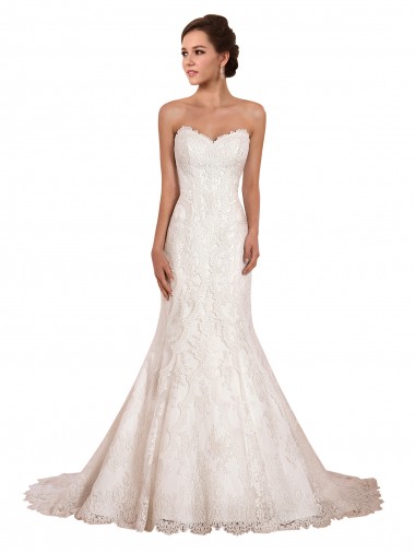 Lace Sweetheart Chapel Train Sleeveless Sexy Wedding Dress Norwich