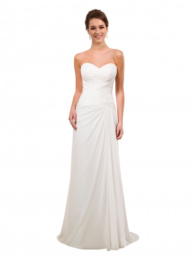 Soft Chiffon Sweetheart Chapel Train Sleeveless Wedding Gowns Norwich