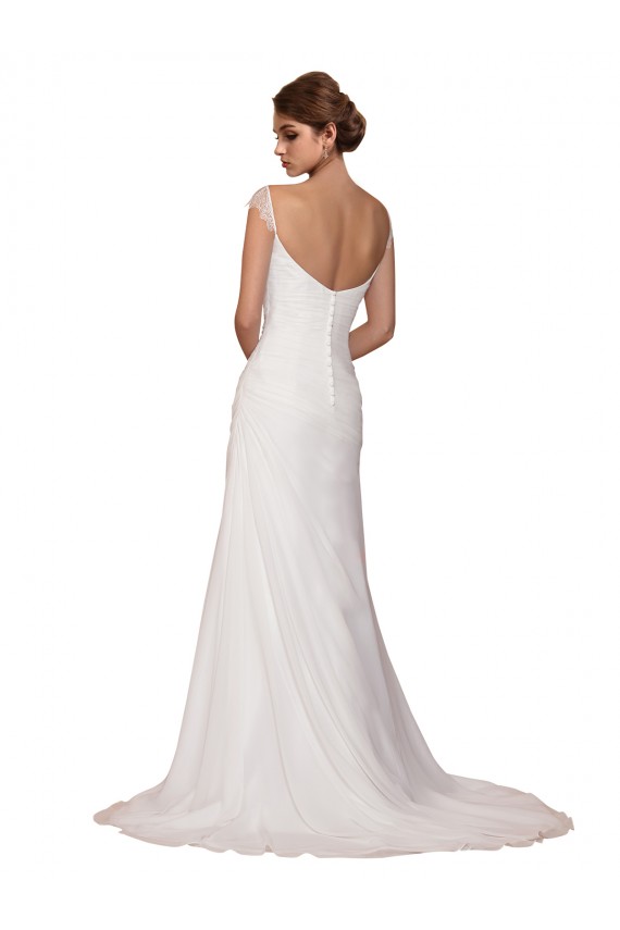 Soft Chiffon V-Neck Chapel Train Sleeveless Wedding Dress Norwich