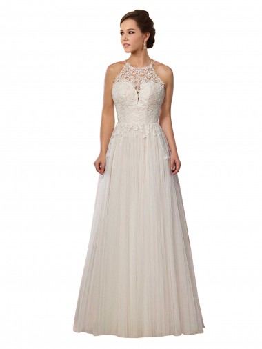 Tulle Illusion Neck Sweep Train Sleeveless Wedding Dress Norwich