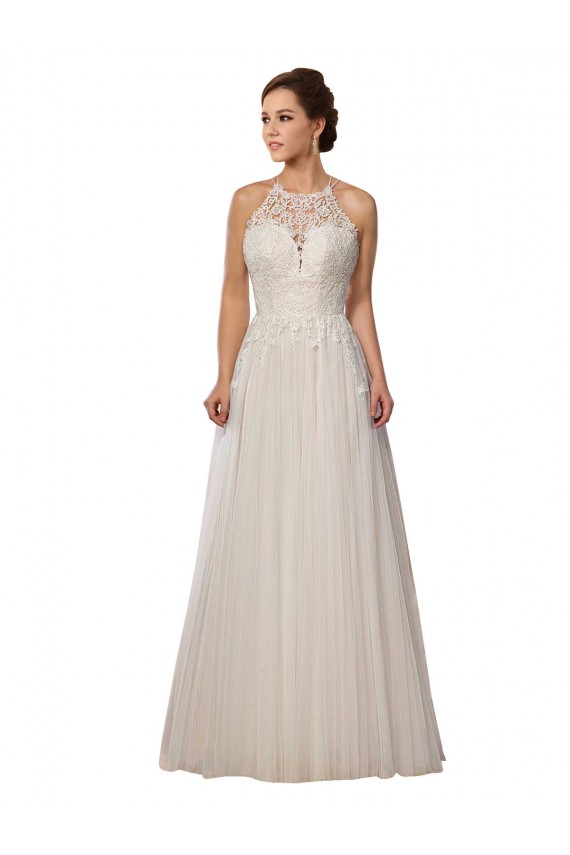 Tulle Illusion Neck Sweep Train Sleeveless Wedding Dress Norwich