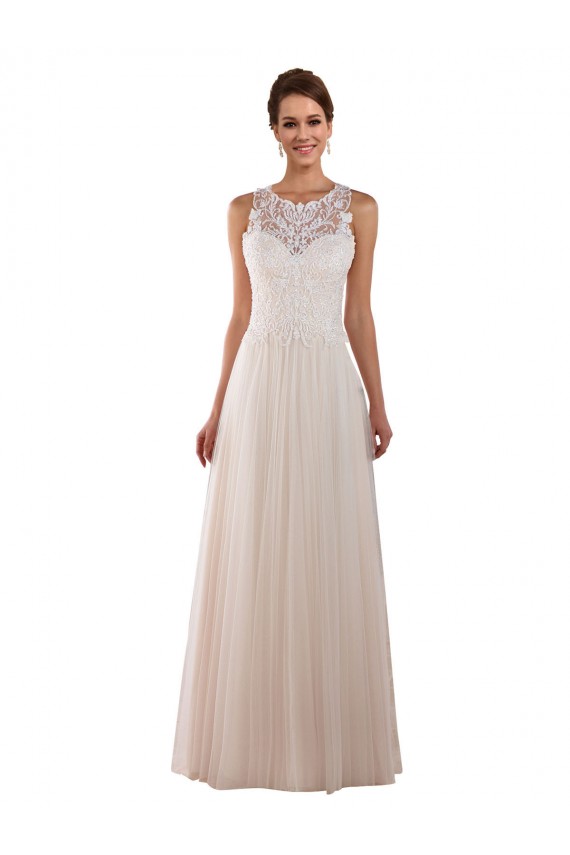 Tulle & Lace High Neck Chapel Train Sleeveless Boho Wedding Dress Norwich