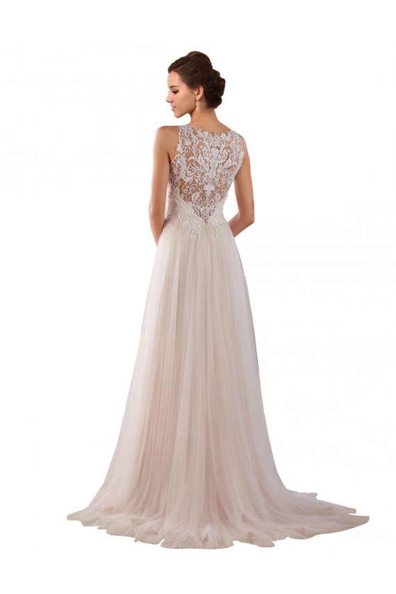 Tulle & Lace High Neck Chapel Train Sleeveless Boho Wedding Dress Norwich