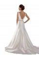 V-Back Satin Bateau Neck Chapel Train Sleeveless Modern Wedding Dress Norwich