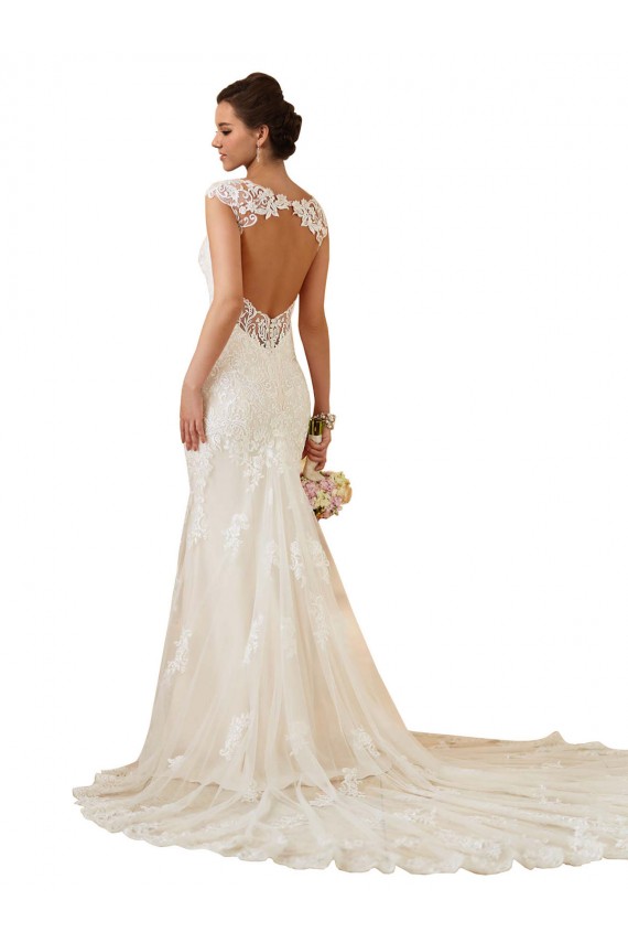 Keyhole Back Lace Sweetheart Chapel Train Sleeveless Modern Wedding Dress Norwich