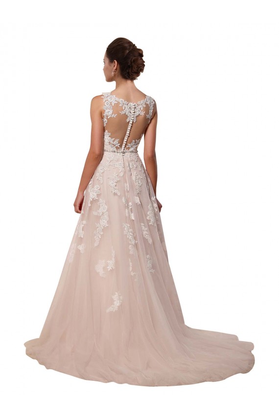 Ivory Tulle & Lace Sweetheart Chapel Train Sleeveless Wedding Dress Norwich