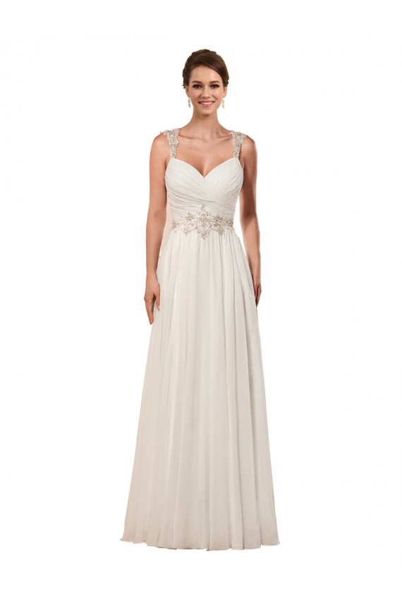 Keyhole Back Soft Chiffon Sweetheart Chapel Train Sleeveless Wedding Dress Norwich
