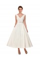 Satin V-Neck Ankle Length Sleeveless Wedding Dress Norwich