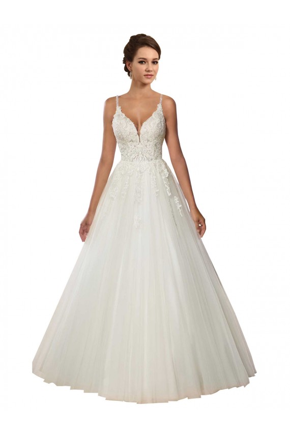 Tulle & Lace Spaghetti Straps Chapel Train Sleeveless Boho Wedding Dress Norwich