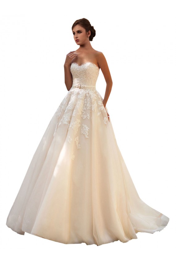 Ball Gown Tulle & Lace Sweetheart Chapel Train Sleeveless Wedding Dress Norwich