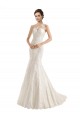 Lace Illusion Neck Chapel Train Sleeveless Wedding Dress Norwich