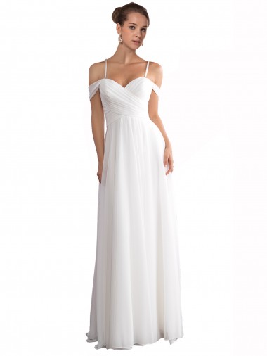 Soft Chiffon Off the Shoulder Sweep Train Sleeveless Beach Wedding Dress Norwich