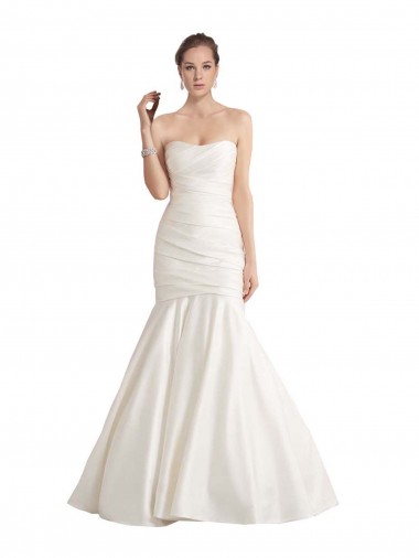 Low Back Satin Strapless Chapel Train Sleeveless Beach Wedding Dress Norwich