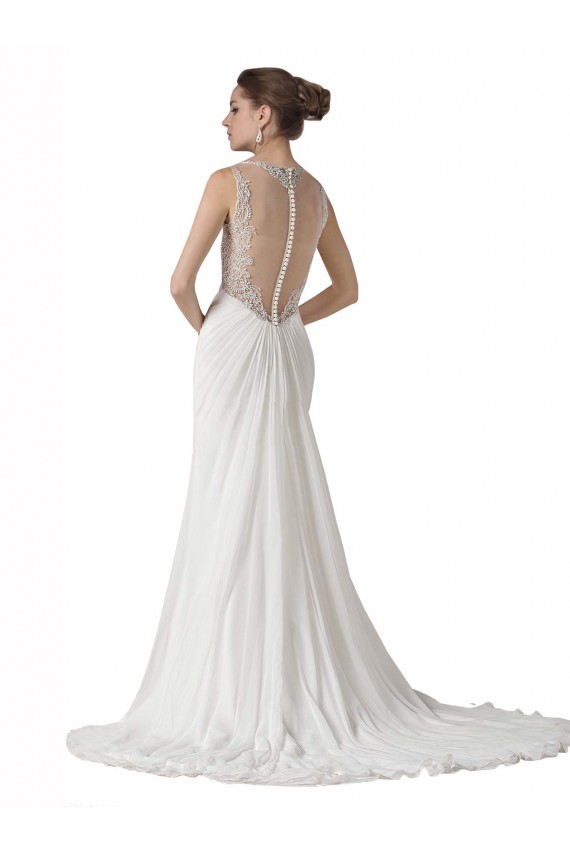 Soft Chiffon Sweetheart Chapel Train Sleeveless Beach Wedding Dress Norwich