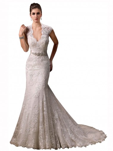 Lace Halter Neck Chapel Train Cap Sleeves Wedding Dresses Norwich