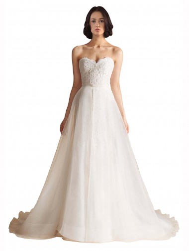 Low Back Tulle Sweetheart Sweep Train Sleeveless Bridal Wedding Dress Norwich