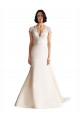 Keyhole Back Satin V-Neck Chapel Train Cap Sleeves Wedding Dress Norwich