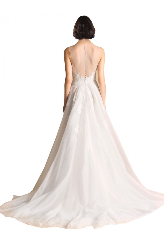 Tulle Illusion Neck Chapel Train Sleeveless Wedding Dress Norwich