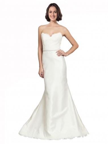Satin & Lace Sweetheart Chapel Train Sleeveless Bridal Dress Norwich