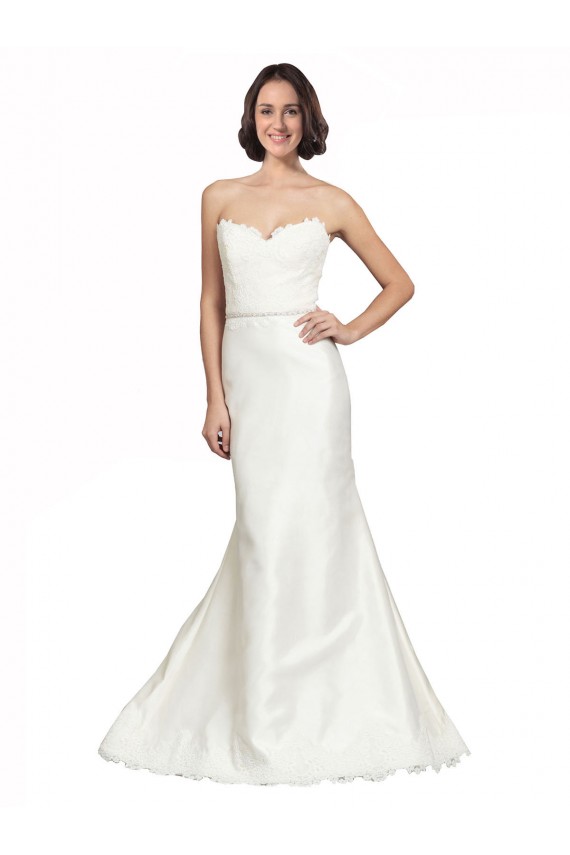 Satin & Lace Sweetheart Chapel Train Sleeveless Bridal Dress Norwich