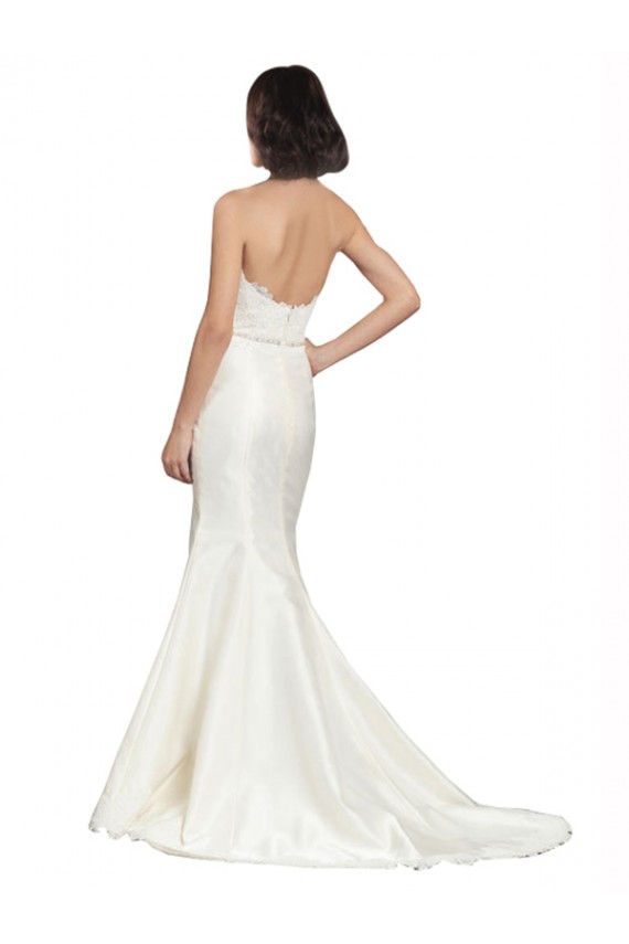 Satin & Lace Sweetheart Chapel Train Sleeveless Bridal Dress Norwich