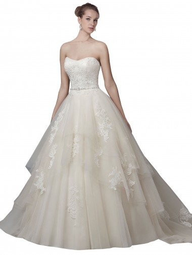 Low Back Tulle & Lace Scoop Neck Chapel Train Sleeveless Wedding Dress Norwich