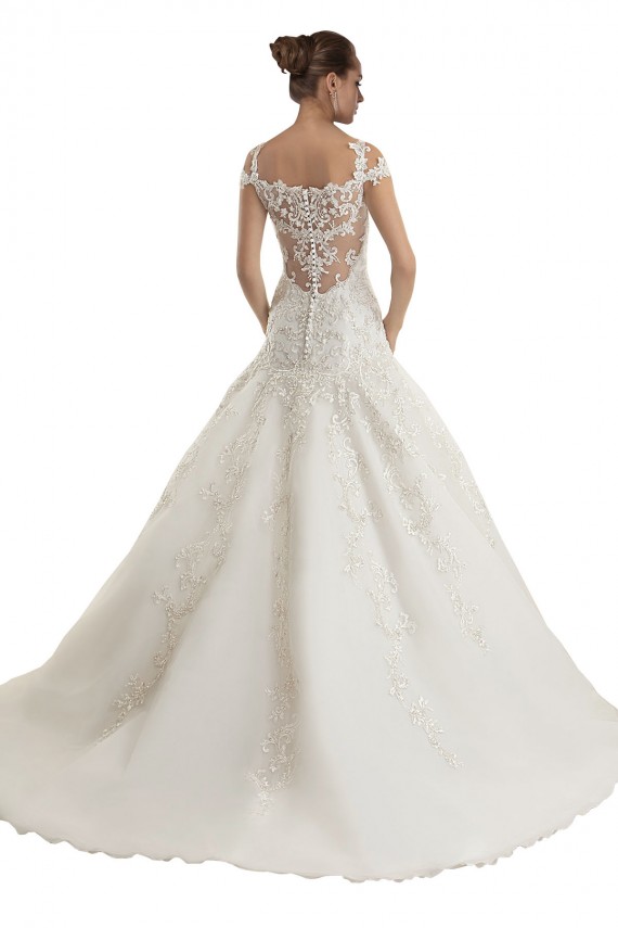 Tulle & Lace Off the Shoulder Sweep Train Sleeveless Wedding Dress Norwich