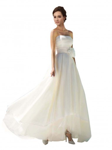 Soft Chiffon Strapless Long Sleeveless Wedding Dress Norwich