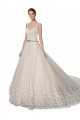 A-Line Ivory & Champagne Sweetheart Chapel Train Sleeveless Wedding Dress Norwich