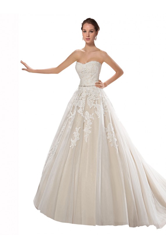Tulle & Lace Strapless Chapel Train Sleeveless Wedding Dress Norwich
