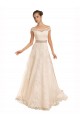 Ivory Lace Off the Shoulder Chapel Train Sleeveless Beach Wedding Dress Norwich