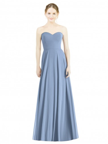 Dusty Blue Soft Chiffon Sweetheart Long Sleeveless Evening Dress / Bridesmaid Dress Norwich