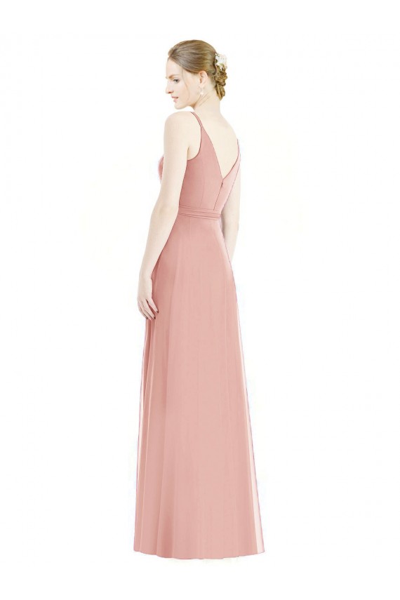 Bliss Pink Soft Chiffon Spaghetti Straps Long Sleeveless Formal Dress / Bridesmaid Dress Norwich