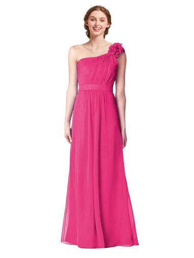 Azalea Soft Chiffon One Shoulder Long Sleeveless Bridesmaid Gown Norwich