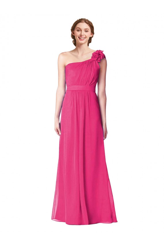 Azalea Soft Chiffon One Shoulder Long Sleeveless Bridesmaid Gown Norwich