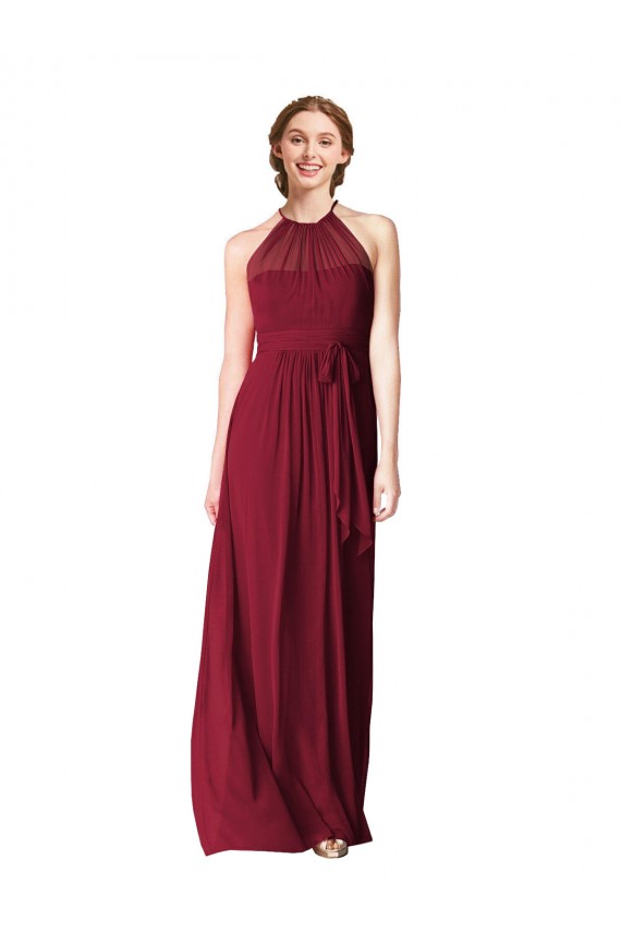 Burgundy Chiffon Halter Neck Long Sleeveless Evening Gowns / Bridesmaid Dresses Norwich