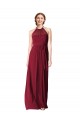 Burgundy Chiffon Halter Neck Long Sleeveless Evening Gowns / Bridesmaid Dresses Norwich