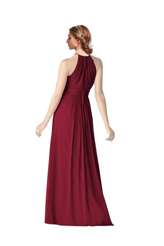 Burgundy Chiffon Halter Neck Long Sleeveless Evening Gowns / Bridesmaid Dresses Norwich