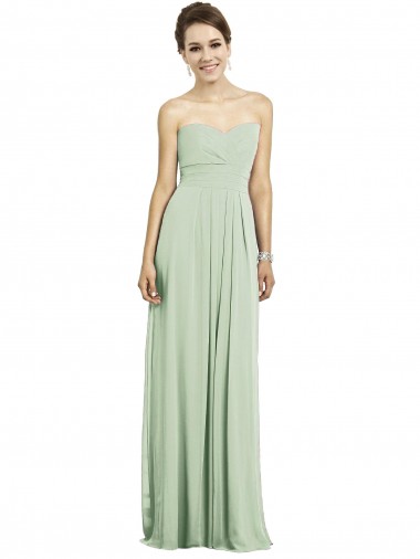 Sage Soft Chiffon Sweetheart Long Sleeveless Bridesmaid Dress Norwich