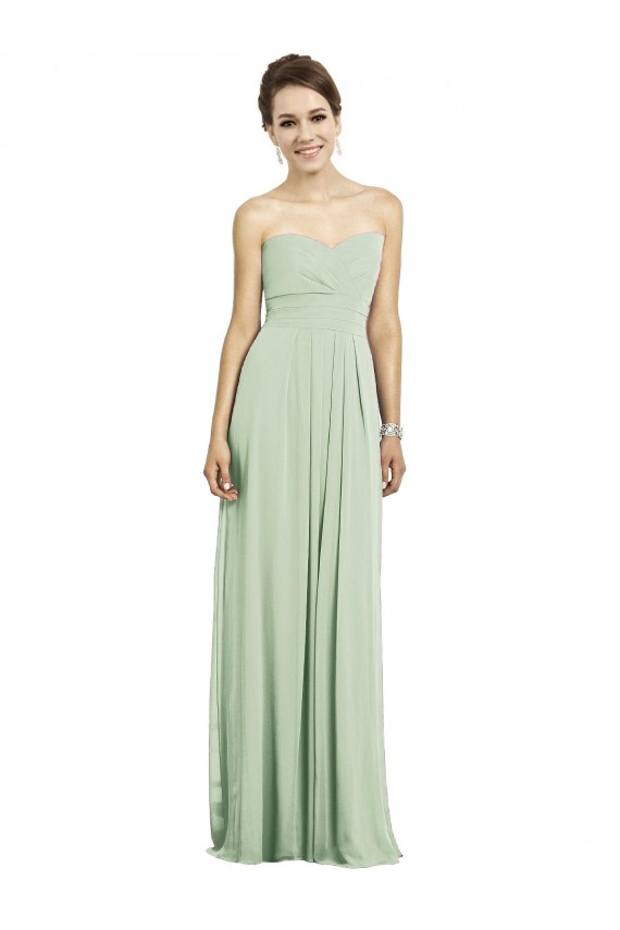 Sage Soft Chiffon Sweetheart Long Sleeveless Bridesmaid Dress Norwich
