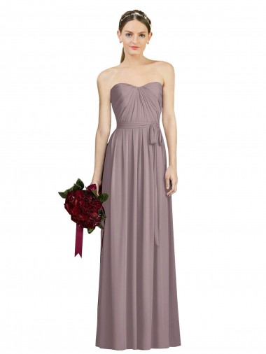Dusty Rose Soft Chiffon Sweetheart Long Sleeveless Bridesmaid Dress Norwich