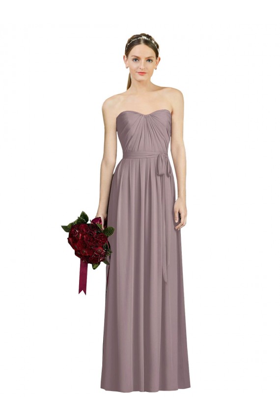 Dusty Rose Soft Chiffon Sweetheart Long Sleeveless Bridesmaid Dress Norwich