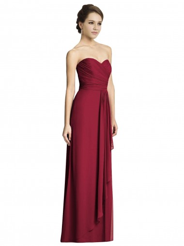 Burgundy Soft Chiffon Sweetheart Long Sleeveless Formal Dress / Bridesmaid Dress Norwich