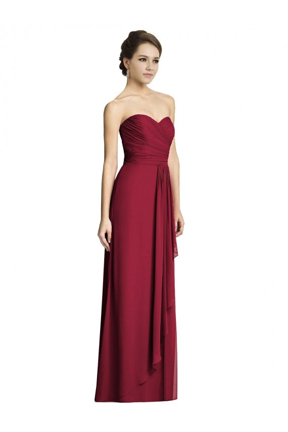 Burgundy Soft Chiffon Sweetheart Long Sleeveless Formal Dress / Bridesmaid Dress Norwich