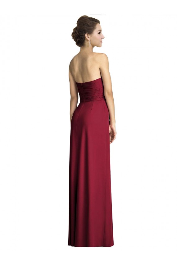 Burgundy Soft Chiffon Sweetheart Long Sleeveless Formal Dress / Bridesmaid Dress Norwich