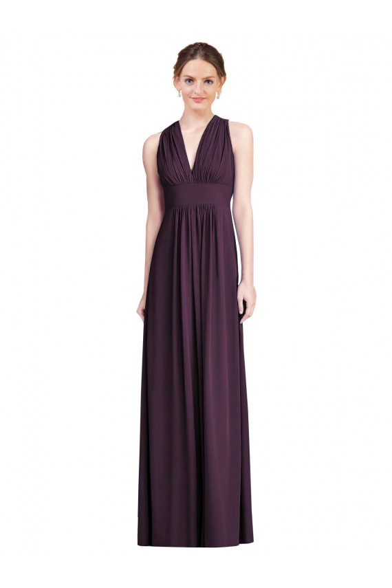 Grape Soft Chiffon V-Neck Long Sleeveless Bridesmaid Dress Norwich