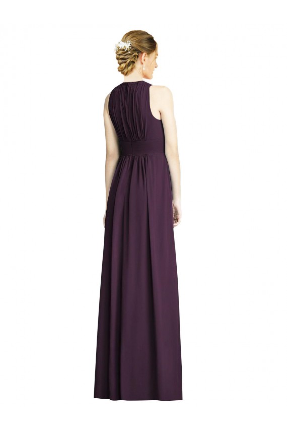 Grape Soft Chiffon V-Neck Long Sleeveless Bridesmaid Dress Norwich