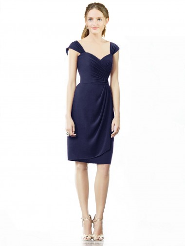 Soft Chiffon Sweetheart Knee Length Cap Sleeves Bridesmaid Dress Norwich